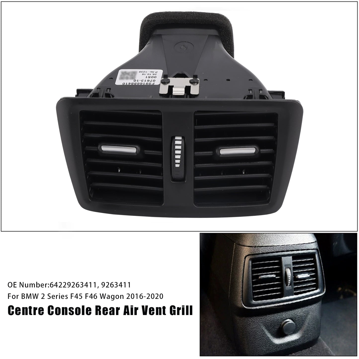 Griglia di ventilazione posteriore della console centrale BMW Serie 2 F45 F46 Wagon 2016-2020 9263411
