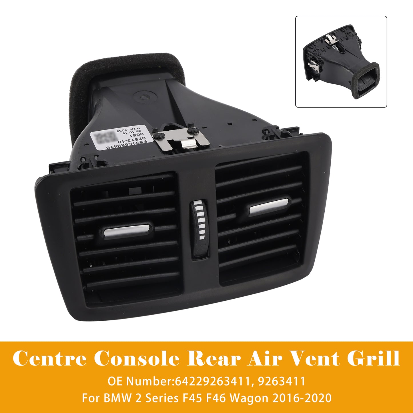 Griglia di ventilazione posteriore della console centrale BMW Serie 2 F45 F46 Wagon 2016-2020 9263411