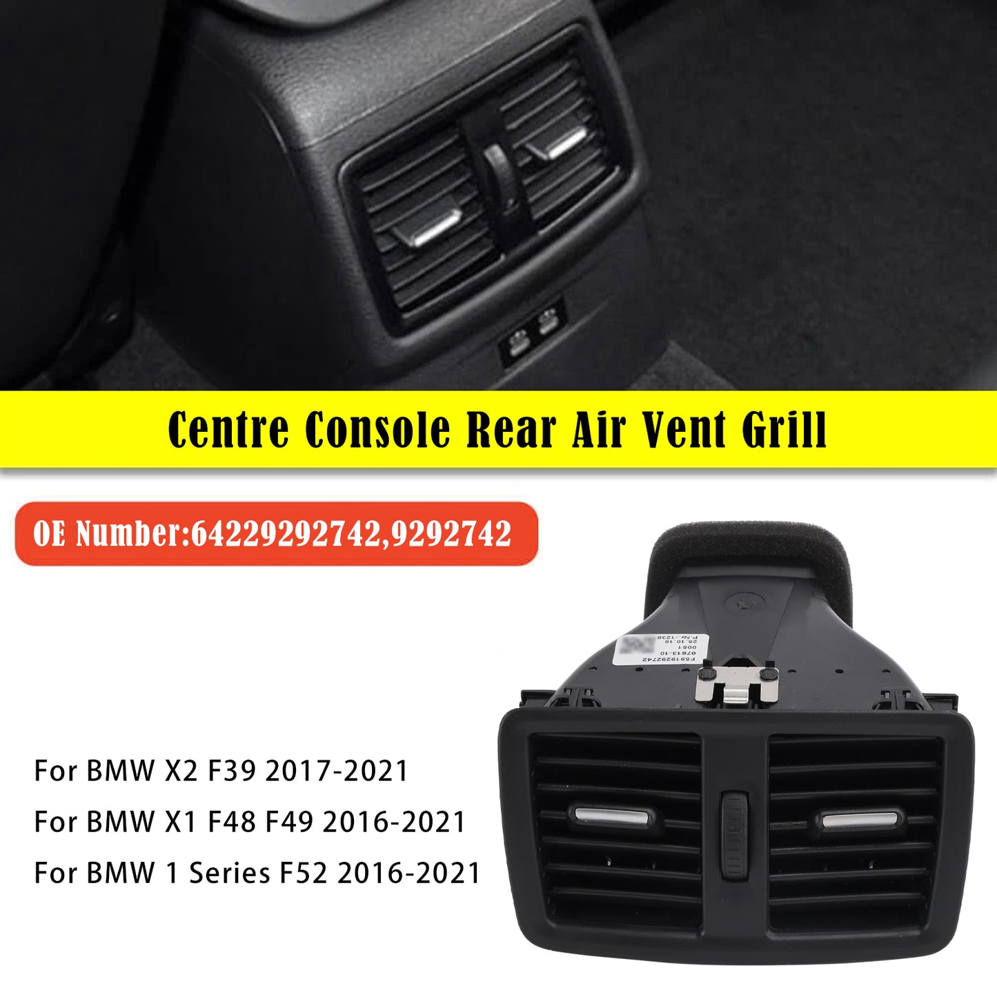 Griglia di ventilazione posteriore della console centrale BMW X1 F48 F49 2016-2021 64229292742