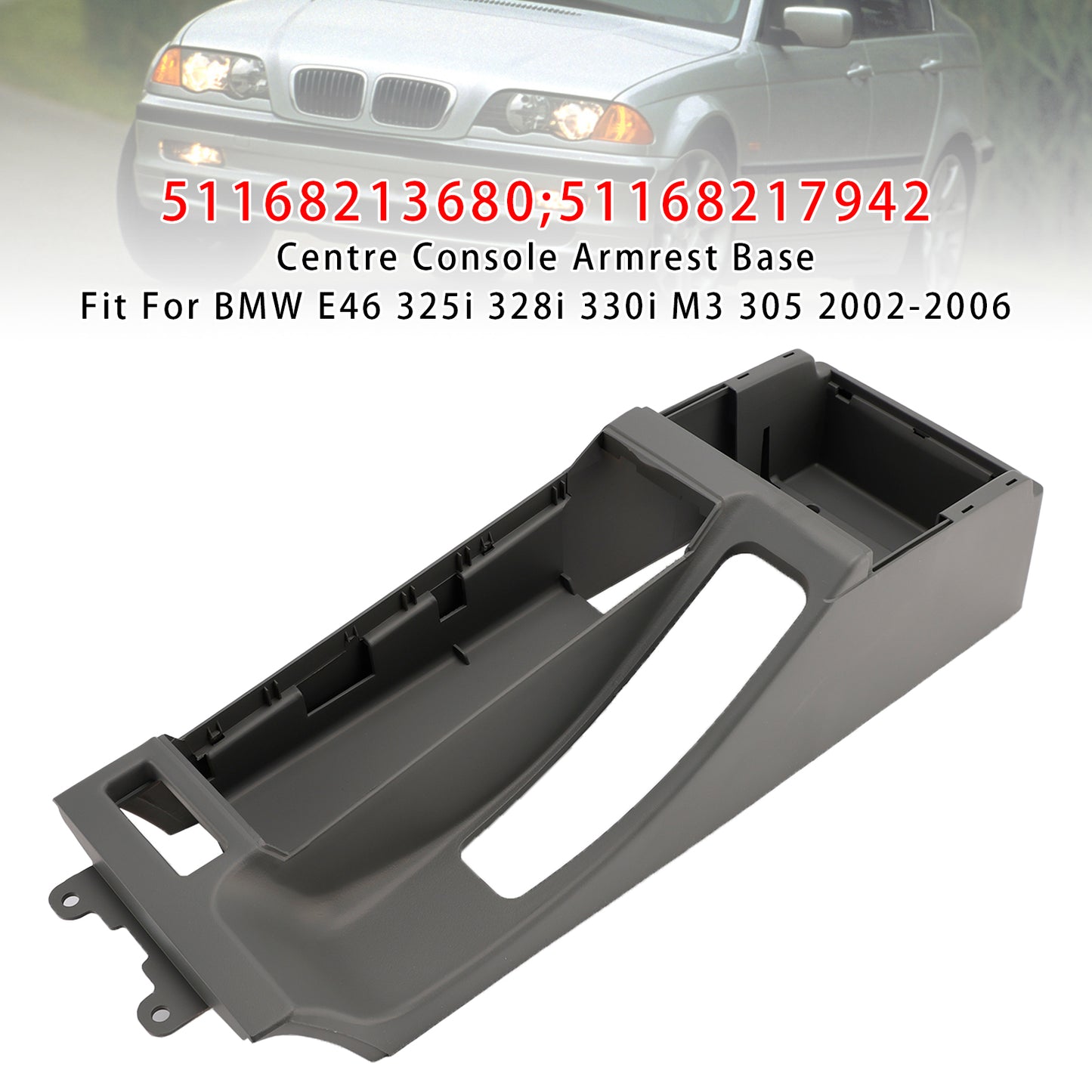 Base per bracciolo della console centrale grigia BMW E46 325i 328i 2002-2006 51168213680