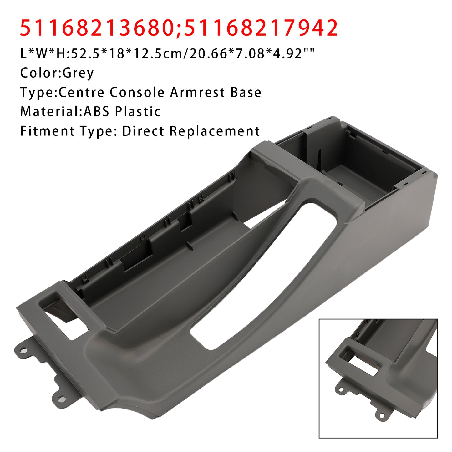 Base per bracciolo della console centrale grigia BMW E46 325i 328i 2002-2006 51168213680