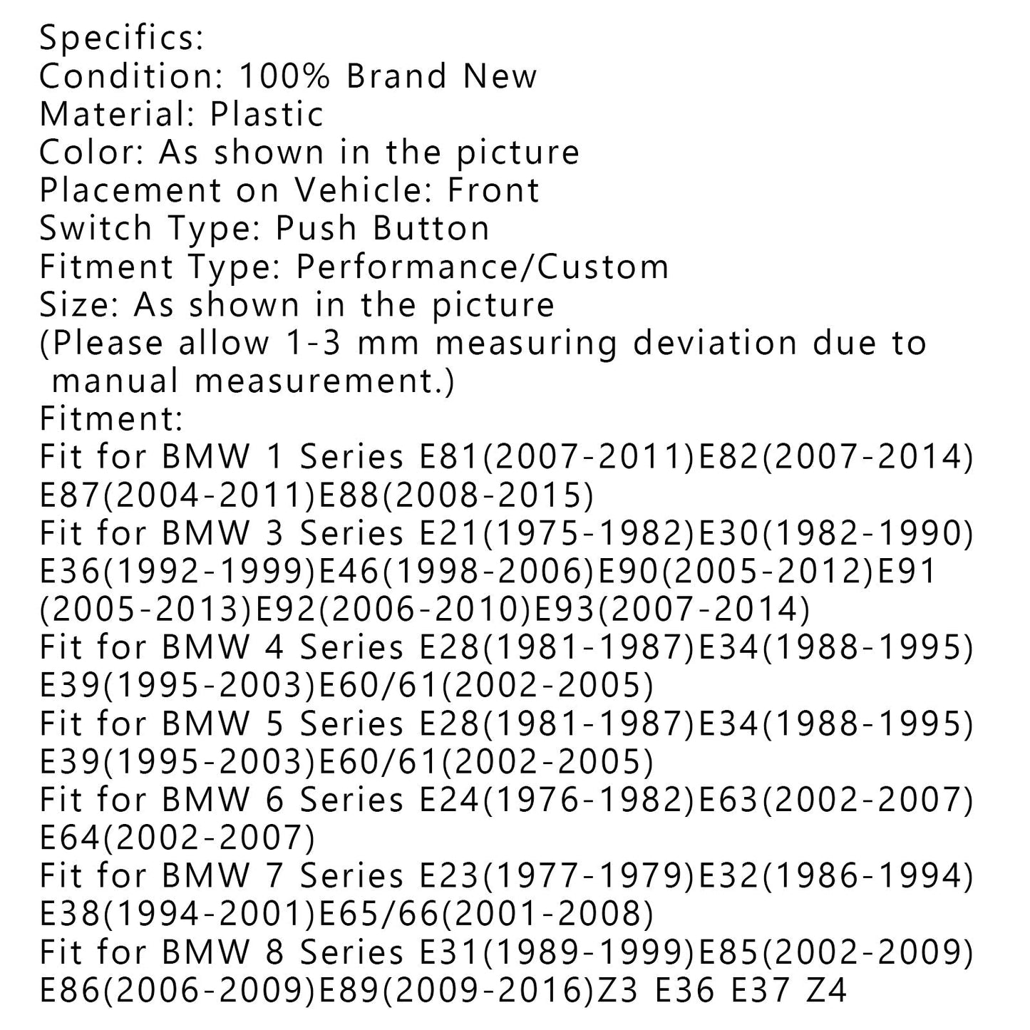 Pulsante interruttore di avviamento e arresto motore, adesivo in cristallo per BMW E Chassis E90/92/93/64/46 generico