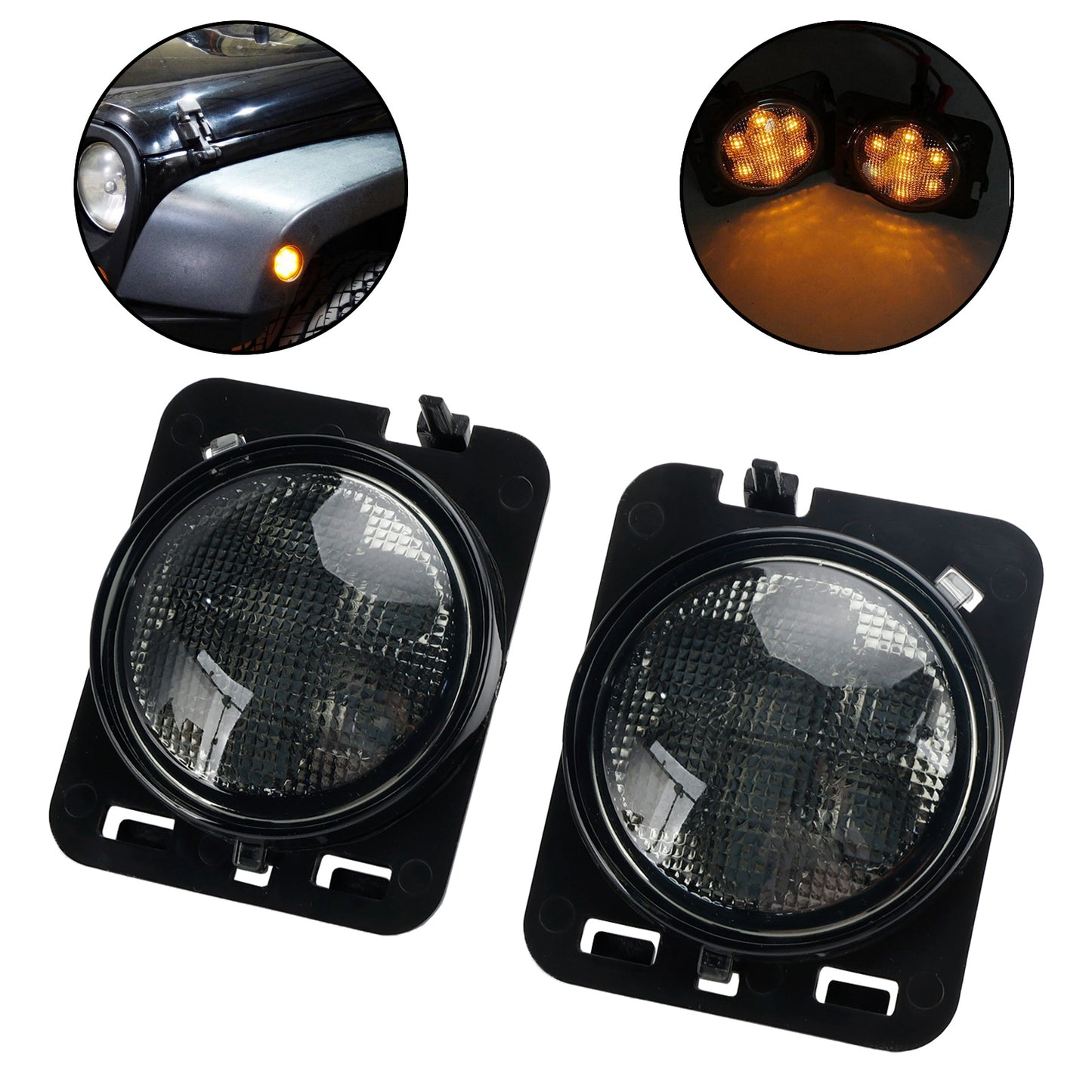 2x Parafango anteriore Parcheggio Indicatore laterale LED Indicatore di direzione per Wrangler JK 2007-15 Generico