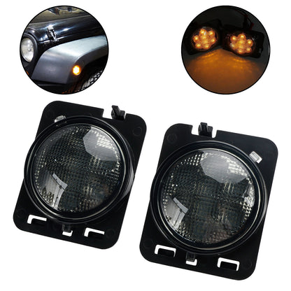 2x Parafango anteriore Parcheggio Indicatore laterale LED Indicatore di direzione per Wrangler JK 2007-15 Generico