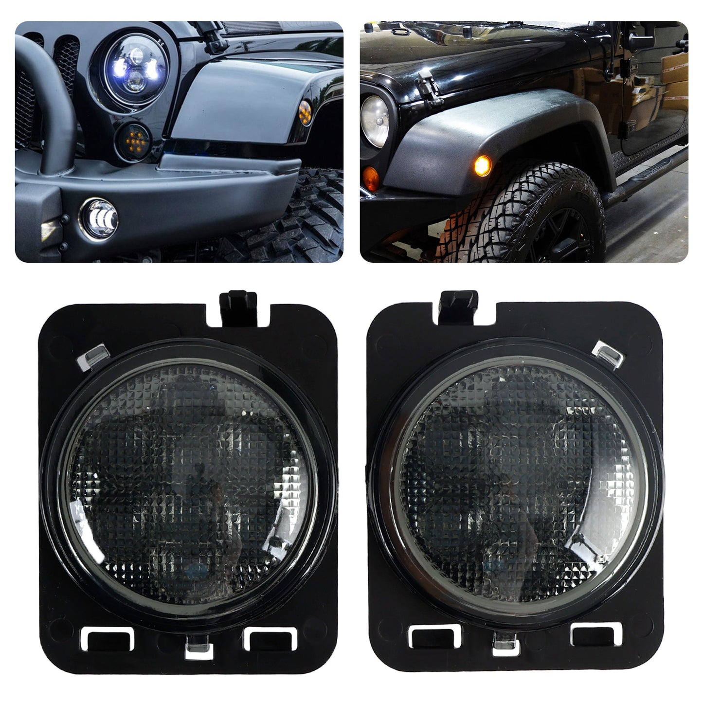 2x Parafango anteriore Parcheggio Indicatore laterale LED Indicatore di direzione per Wrangler JK 2007-15 Generico