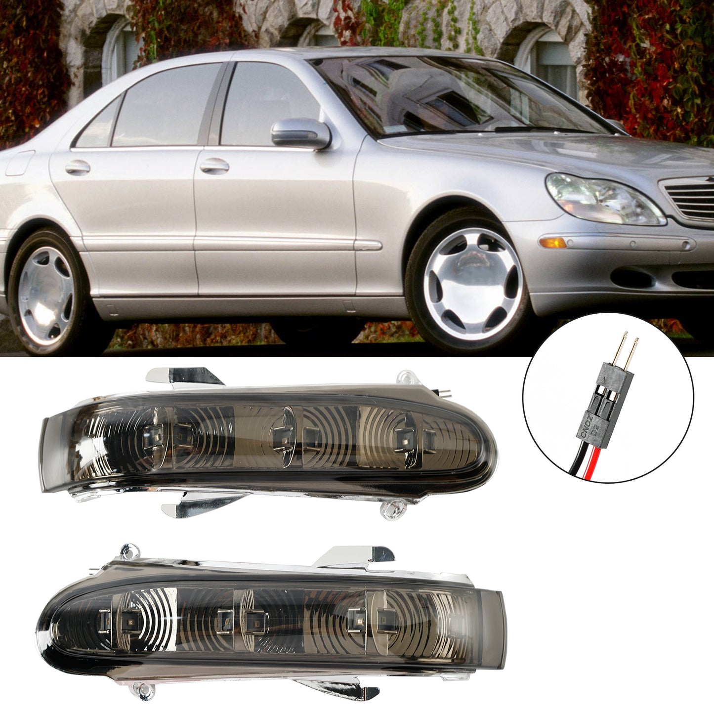 Coppia di indicatori di direzione a LED per specchietti laterali per Benz S W220 CL W215 1999-2003 Grigio