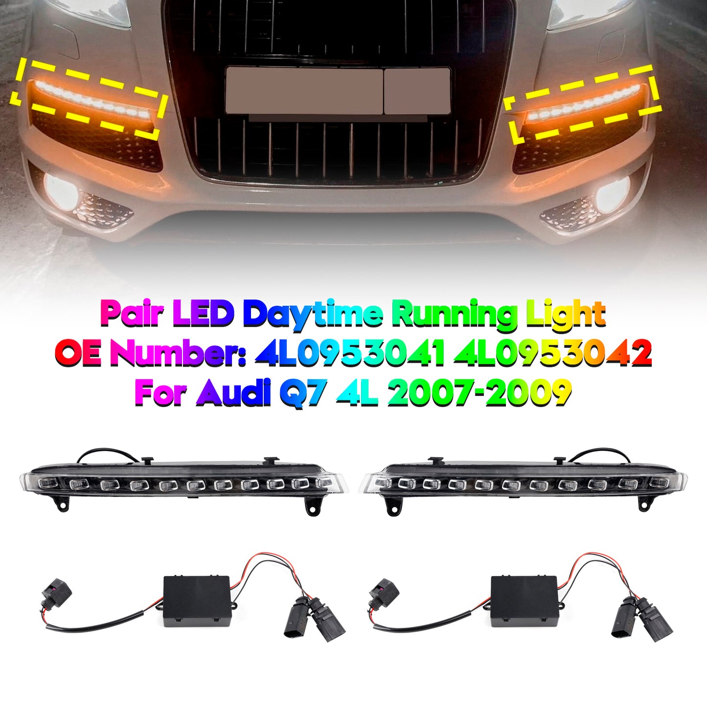 Coppia di luci diurne a LED Per Audi Q7 4L 2007-2009 4L0953041 4L0953042