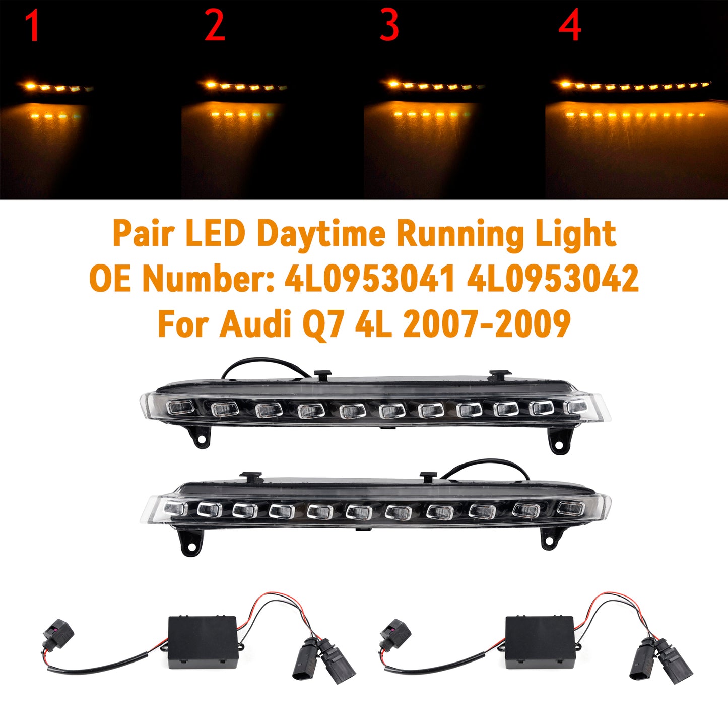 Coppia di luci diurne a LED Per Audi Q7 4L 2007-2009 4L0953041 4L0953042
