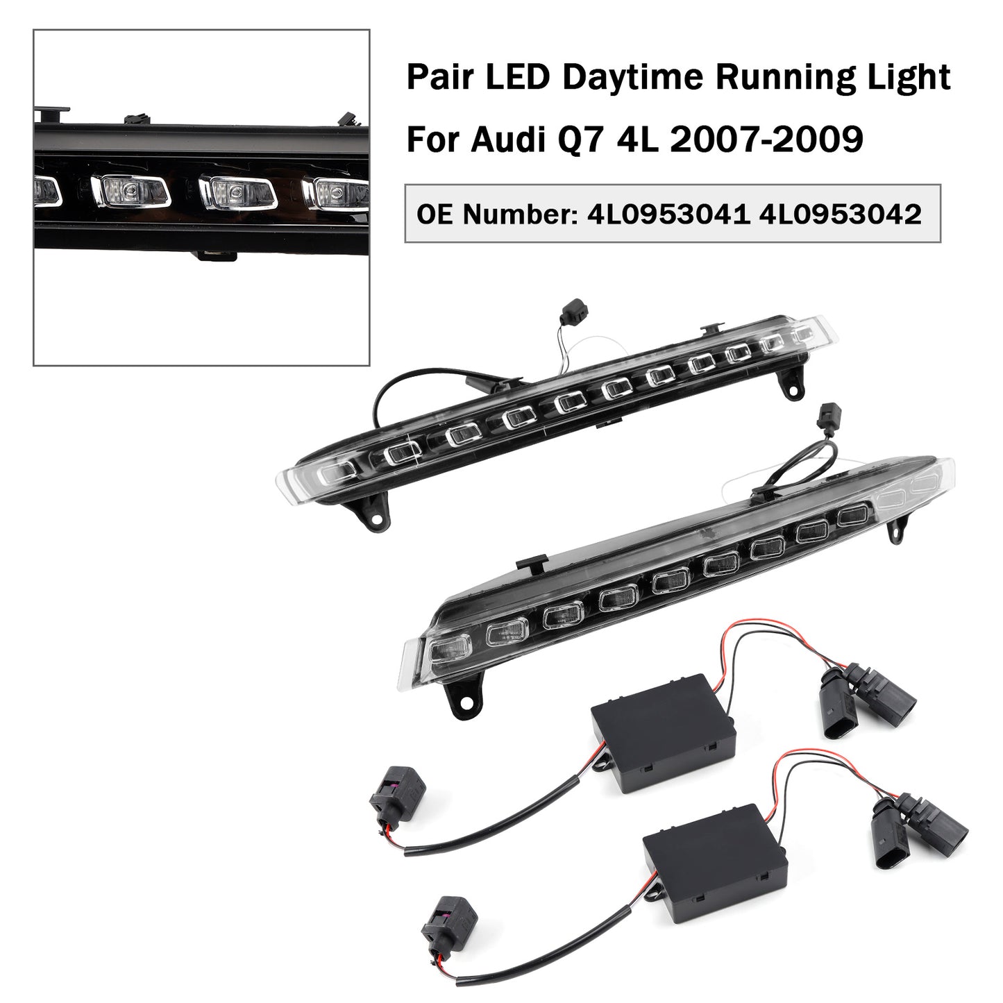 Coppia di luci diurne a LED Per Audi Q7 4L 2007-2009 4L0953041 4L0953042