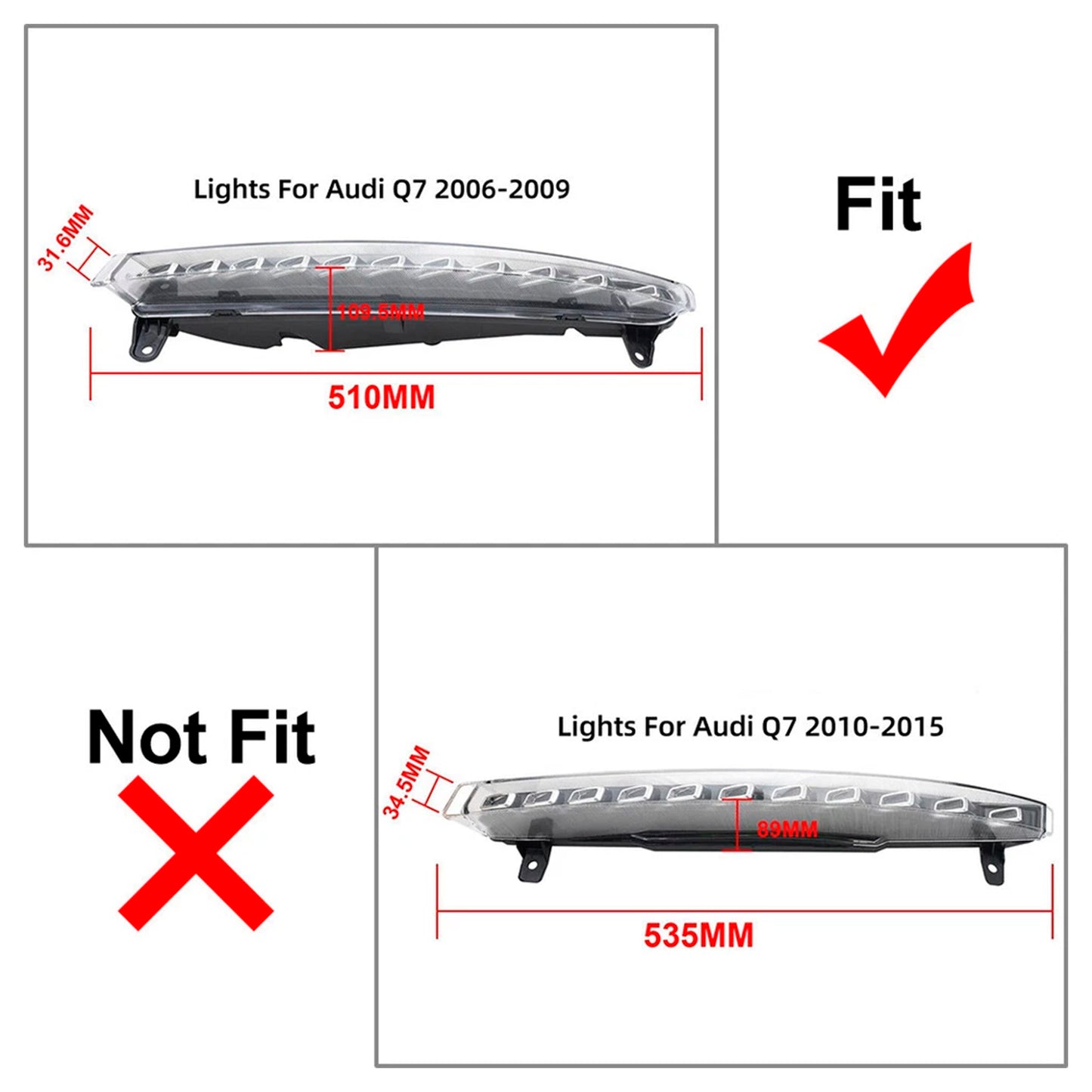 Coppia di luci diurne a LED Per Audi Q7 4L 2007-2009 4L0953041 4L0953042