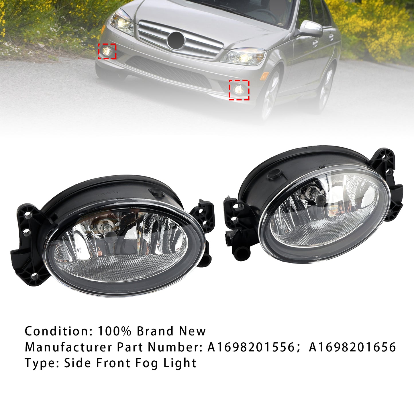 Coppia di fari fendinebbia anteriori con lampadine per Mercedes Benz W204 W211 W164 C219