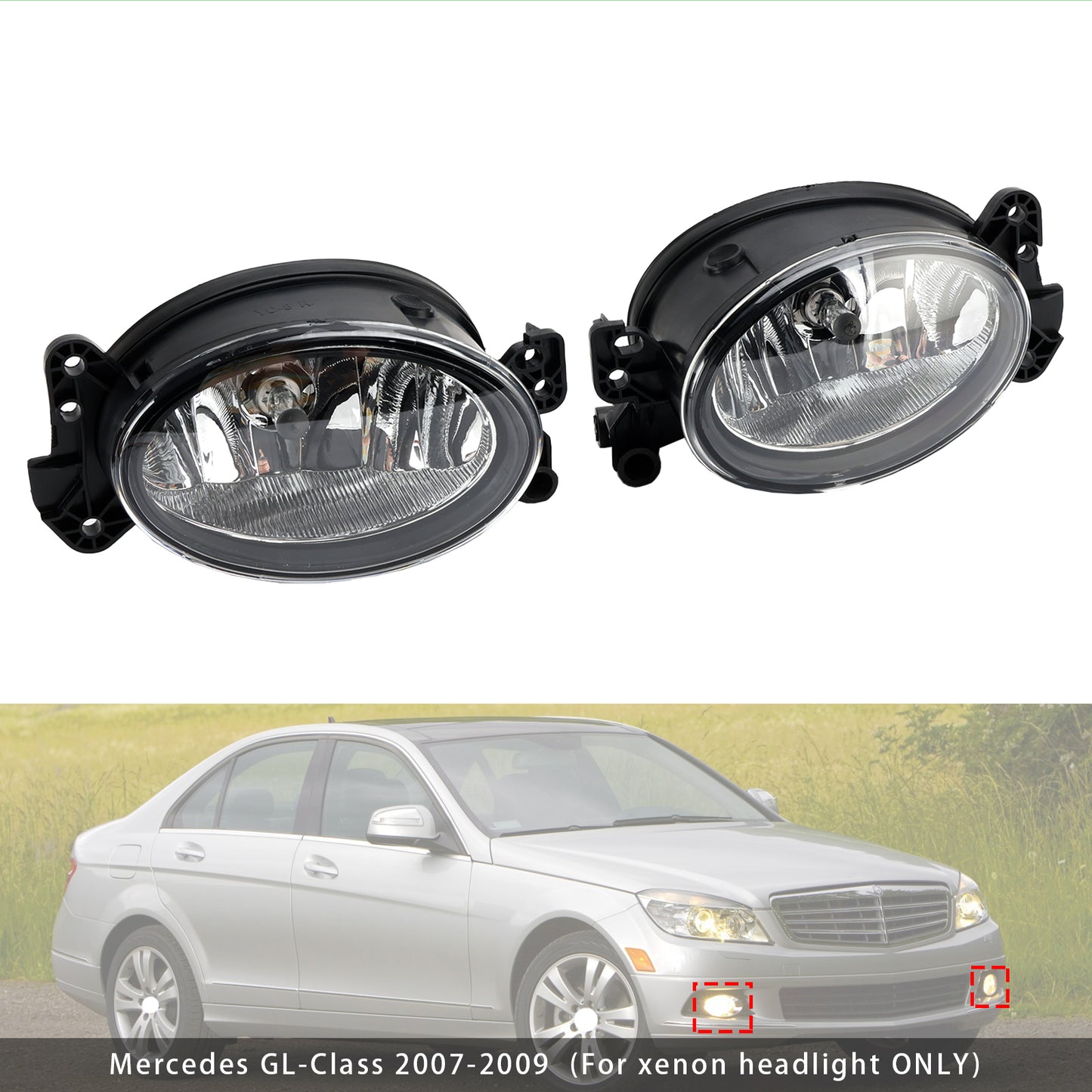 Coppia di fari fendinebbia anteriori con lampadine per Mercedes Benz W204 W211 W164 C219