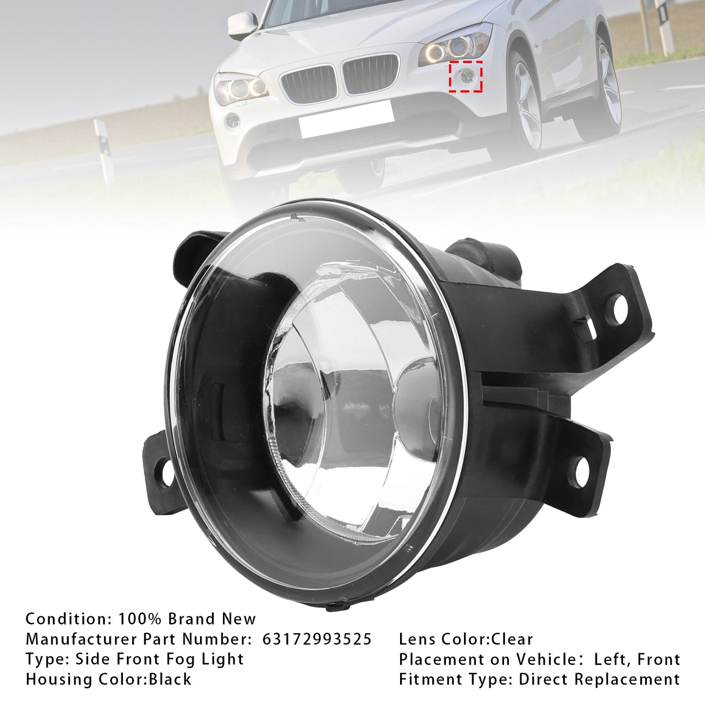 BMW X1 E84 2009-2015 1 pezzo Fendinebbia anteriore sinistro senza lampadina 63172993525