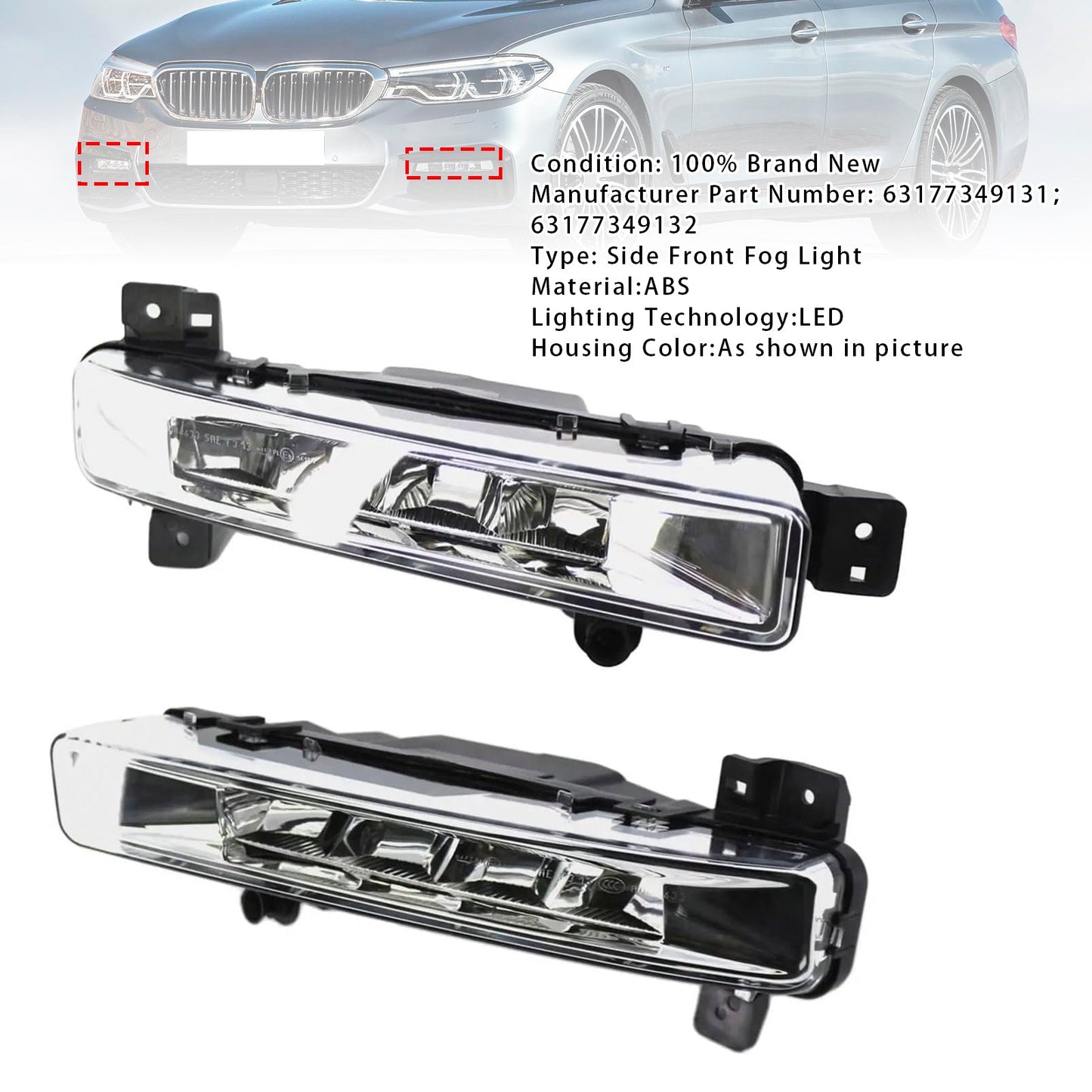 Coppia di fendinebbia anteriori senza lampadina per BMW X1 E84 2009-2015 63172993526