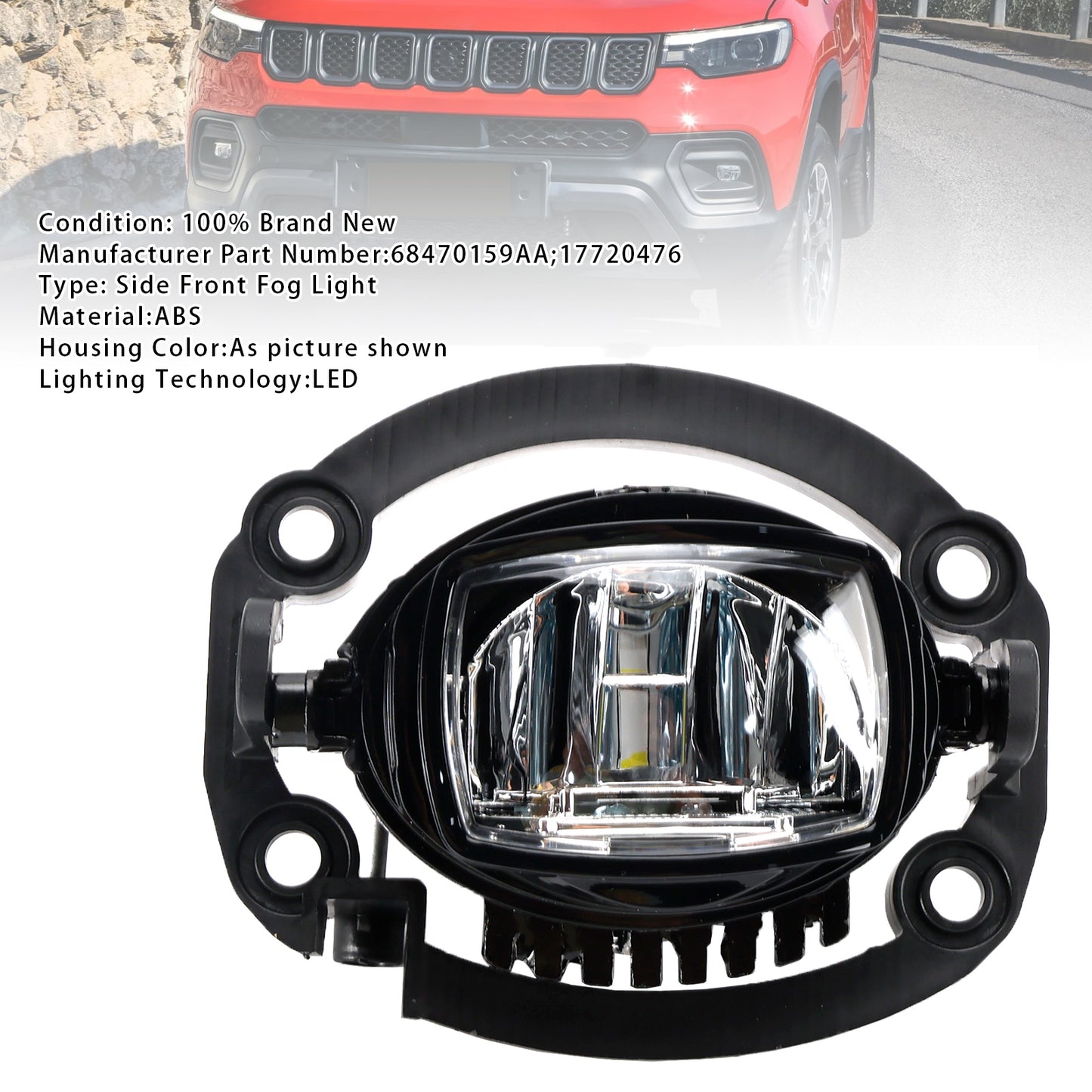 Jeep Compass 2021-2025, 1 pezzo, fendinebbia anteriore a LED 68470159AA