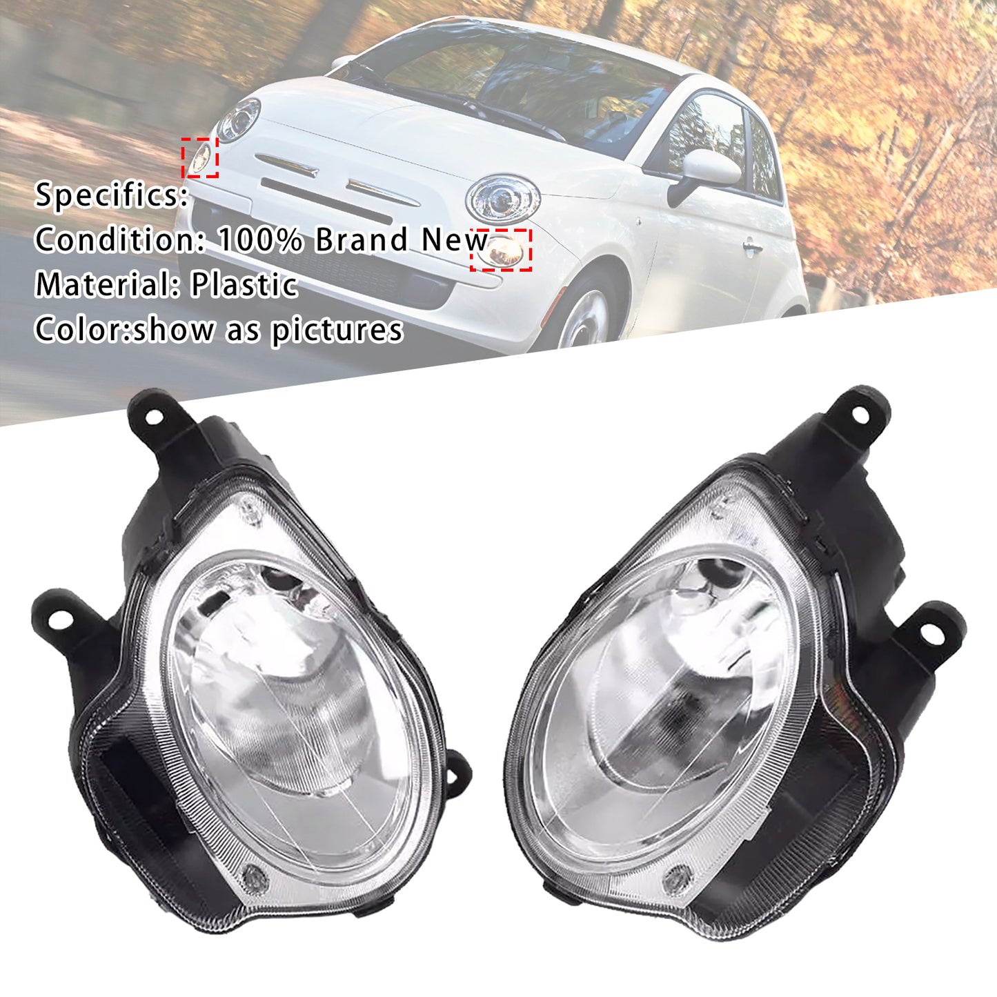 Faro anteriore abbagliante sinistro+destro Fiat 500 Hatchback 2008-2015