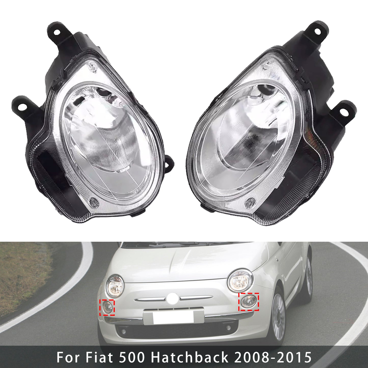Faro anteriore abbagliante sinistro+destro Fiat 500 Hatchback 2008-2015