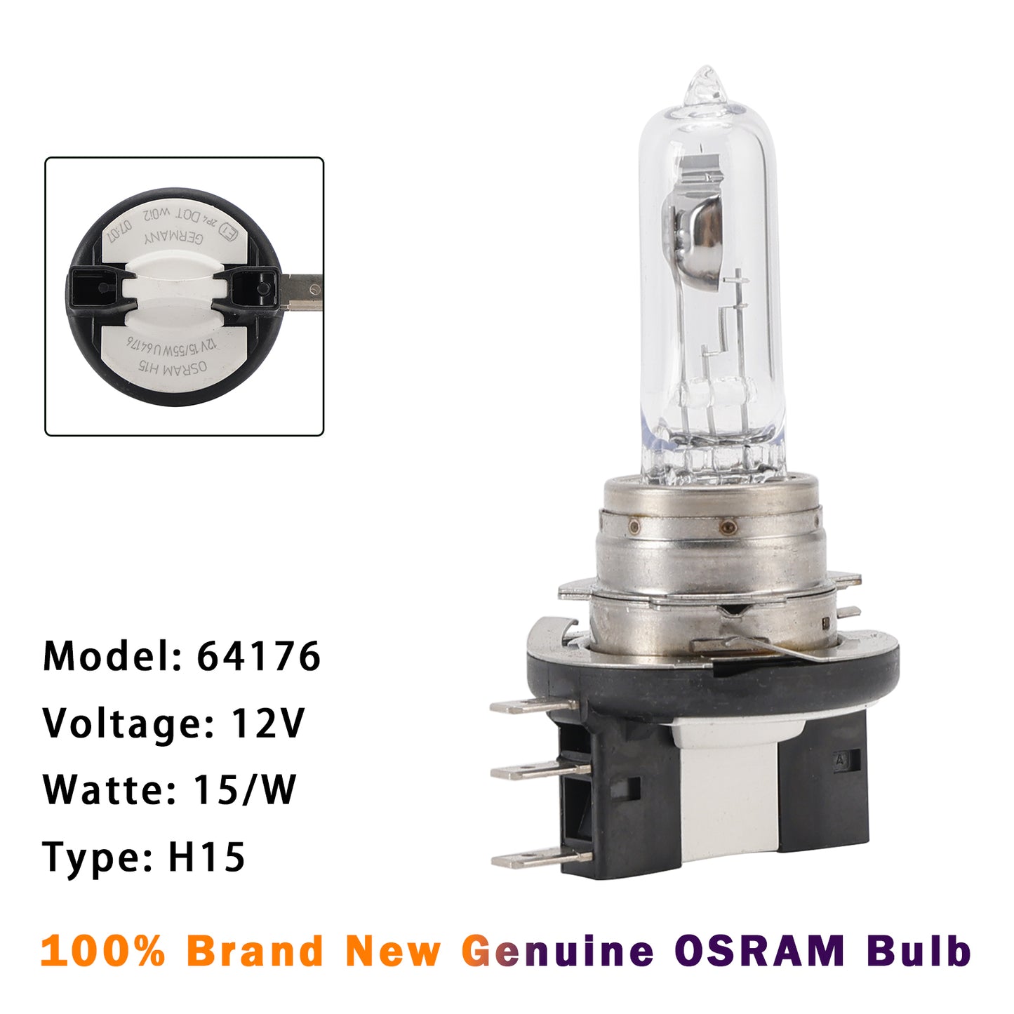 Genuine OSRAM H15 3200K Faro Lampadina luce DRL Abbagliante 64176 Generico