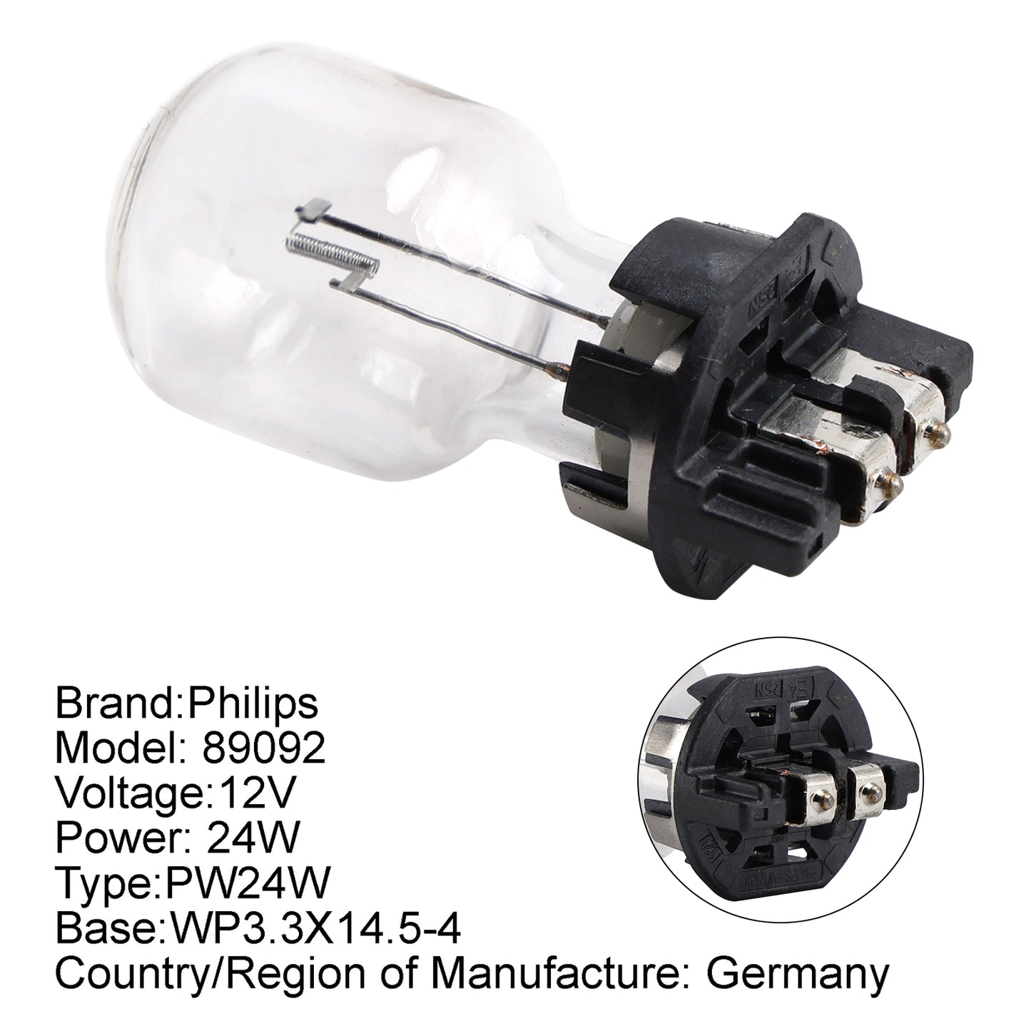 Philips 89092 PW24W B209WH WP3.3X14.5-4 Fendinebbia Lampadina Per Golf 7 Bmw 316 320
