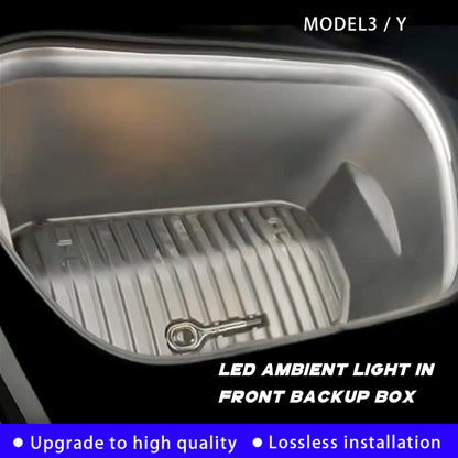 Striscia luminosa a LED per atmosfera ambientale del bagagliaio anteriore bianca per Tesla Model 3/Y/S/X 2021-2024