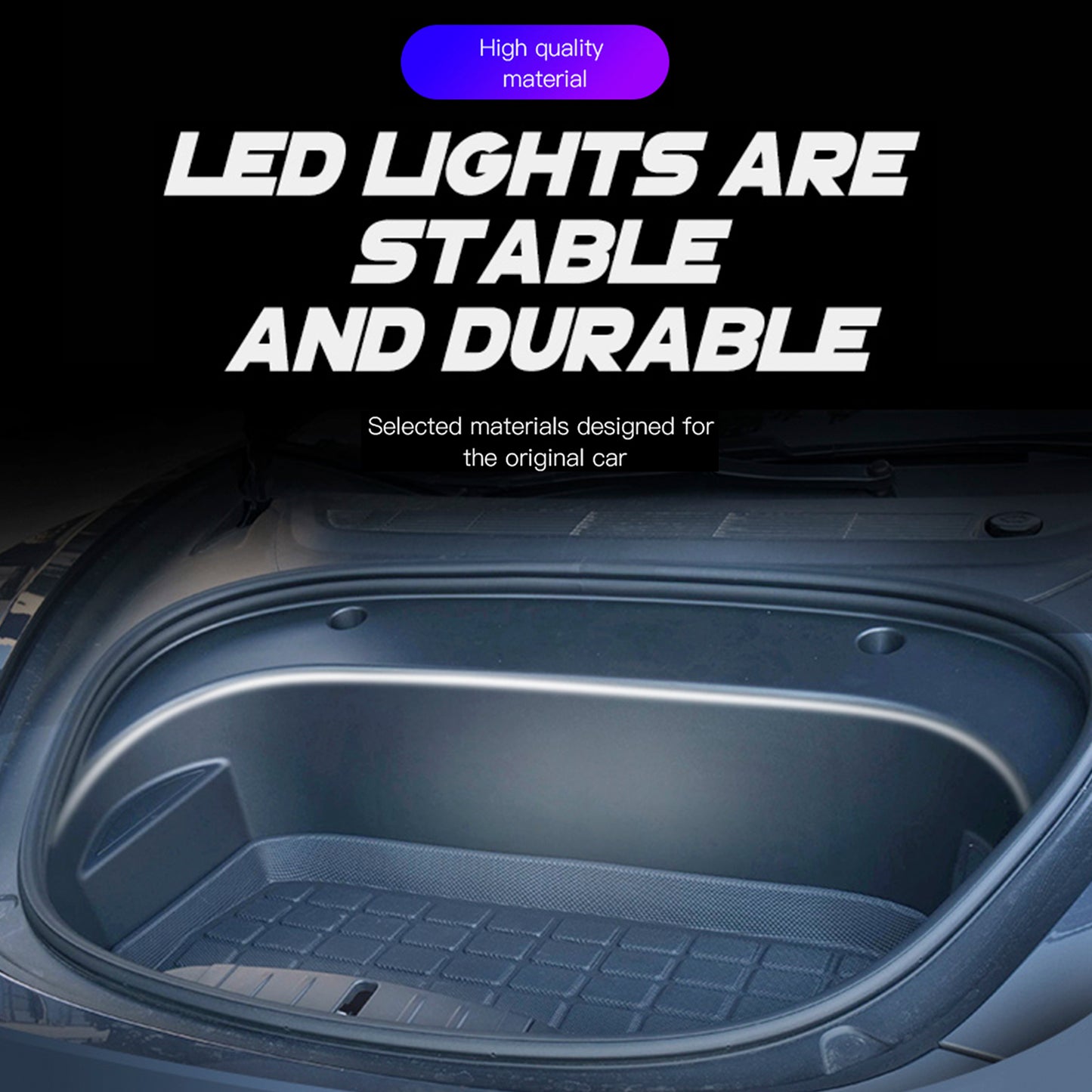 Striscia luminosa a LED per atmosfera ambientale del bagagliaio anteriore bianca per Tesla Model 3/Y/S/X 2021-2024