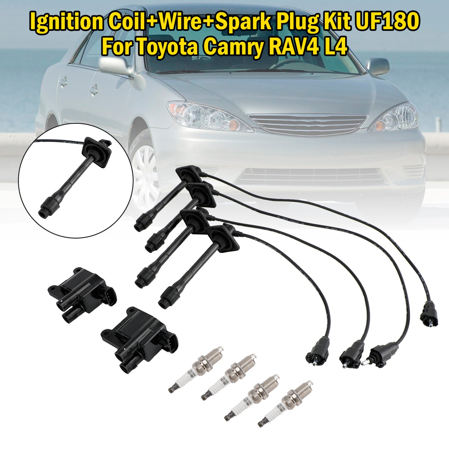 UF180 UF181 UF182 UF294 Kit bobina di accensione + filo + candela per Toyota Camry RAV4 L4