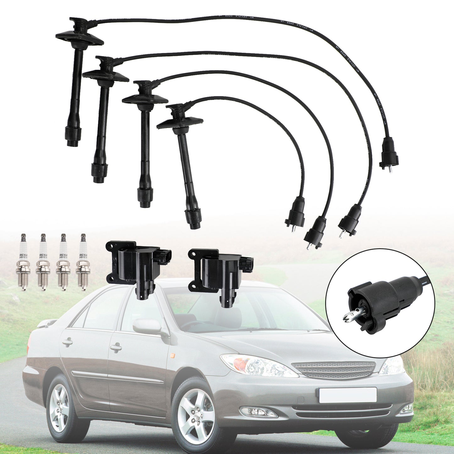 UF180 UF181 UF182 UF294 Kit bobina di accensione + filo + candela per Toyota Camry RAV4 L4