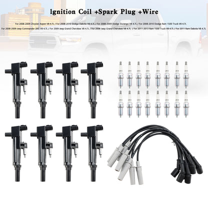 2008-2010 Dodge Dakota Ram 1500 Truck V8 4.7L 8X Bobina di accensione + Candela + Cavo UF601