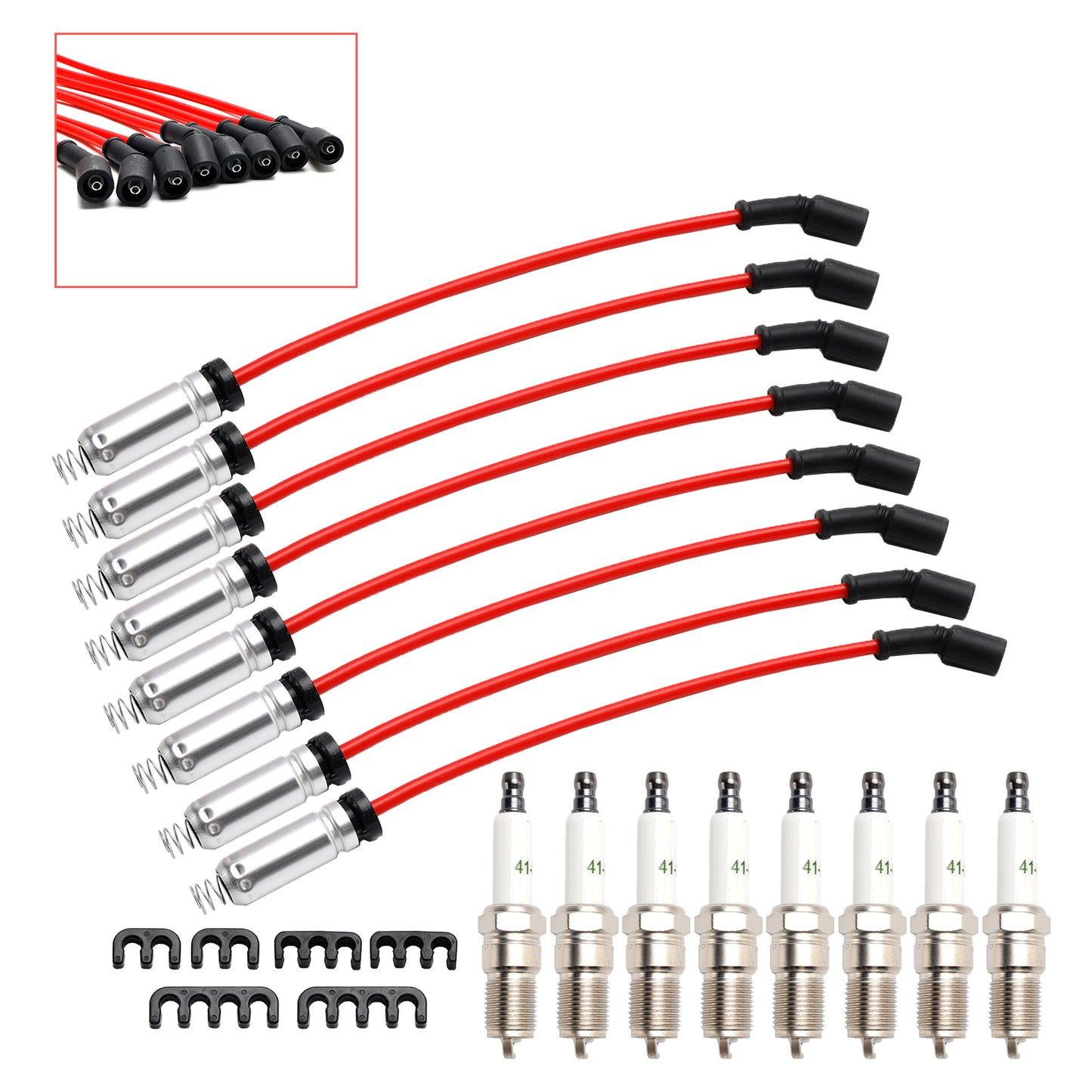 Candele Chevrolet SSR 6.0L V8 2005-2006 + fili 10,5 mm Set 19299585 8 pezzi