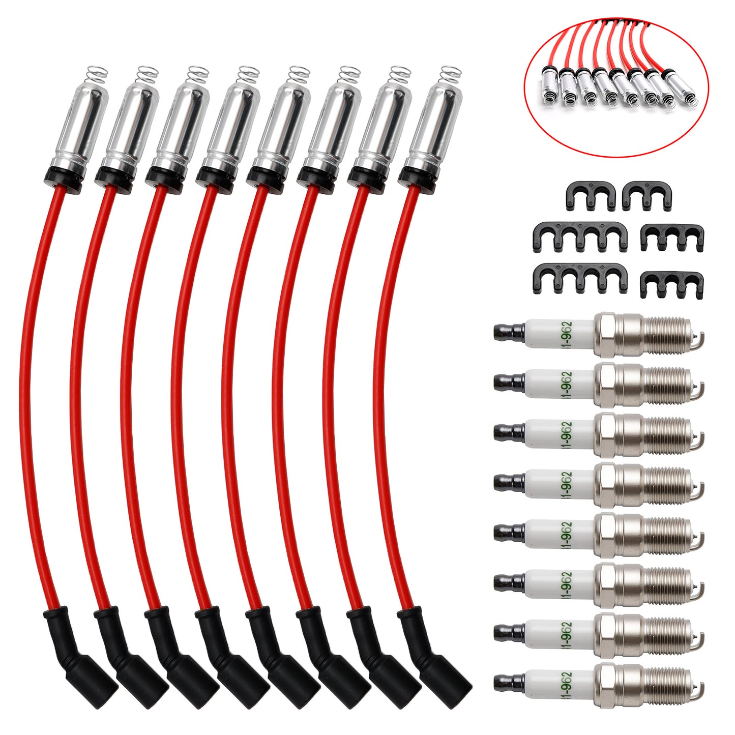 Candele Chevrolet SSR 6.0L V8 2005-2006 + fili 10,5 mm Set 19299585 8 pezzi
