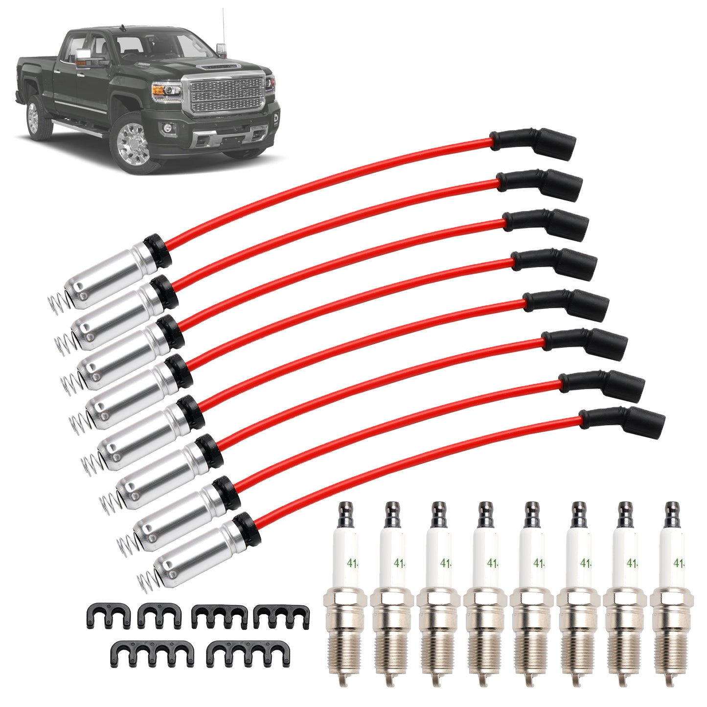 Candele Chevrolet Avalanche 6.0L V8 2007-2008 + fili 10,5 mm Set 19299585 8 pezzi