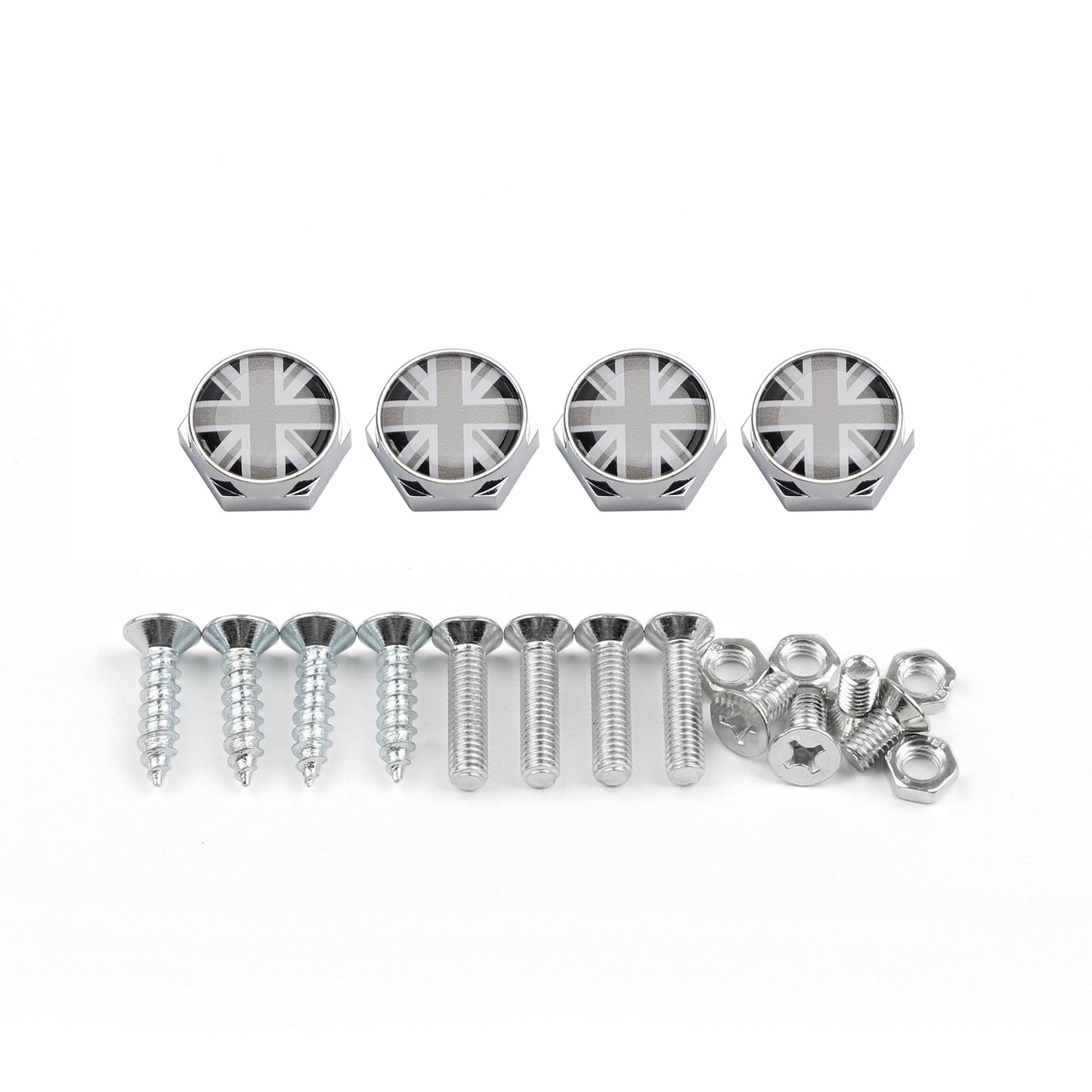 Le migliori offerte per Union Jack Chrome Metal License Plate Frame Screw Bolt Cap Para