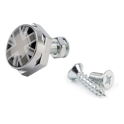 Le migliori offerte per Union Jack Chrome Metal License Plate Frame Screw Bolt Cap Para
