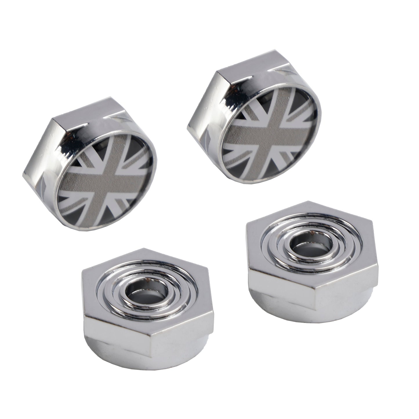 Le migliori offerte per Union Jack Chrome Metal License Plate Frame Screw Bolt Cap Para