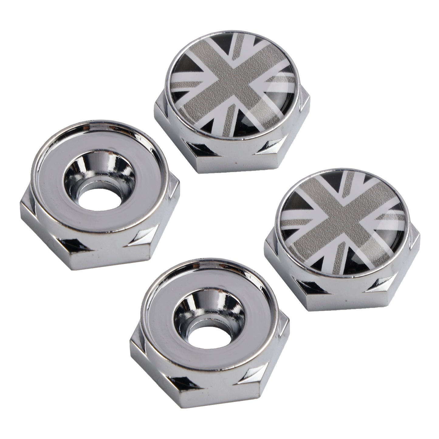 Le migliori offerte per Union Jack Chrome Metal License Plate Frame Screw Bolt Cap Para