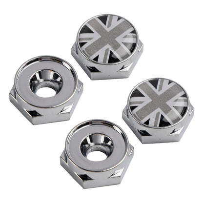 Le migliori offerte per Union Jack Chrome Metal License Plate Frame Screw Bolt Cap Para