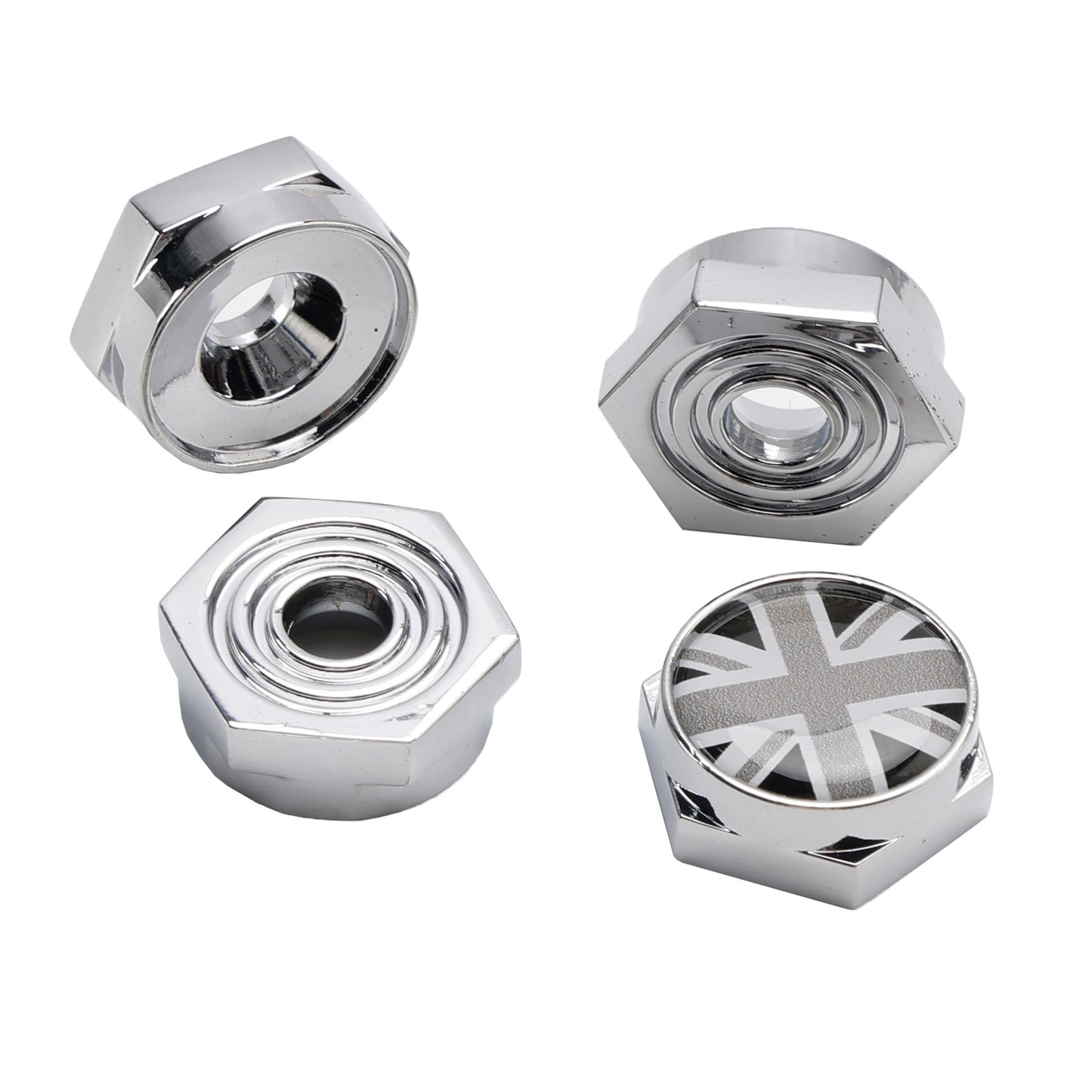 Le migliori offerte per Union Jack Chrome Metal License Plate Frame Screw Bolt Cap Para