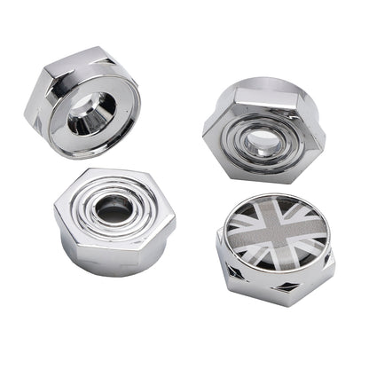 Le migliori offerte per Union Jack Chrome Metal License Plate Frame Screw Bolt Cap Para
