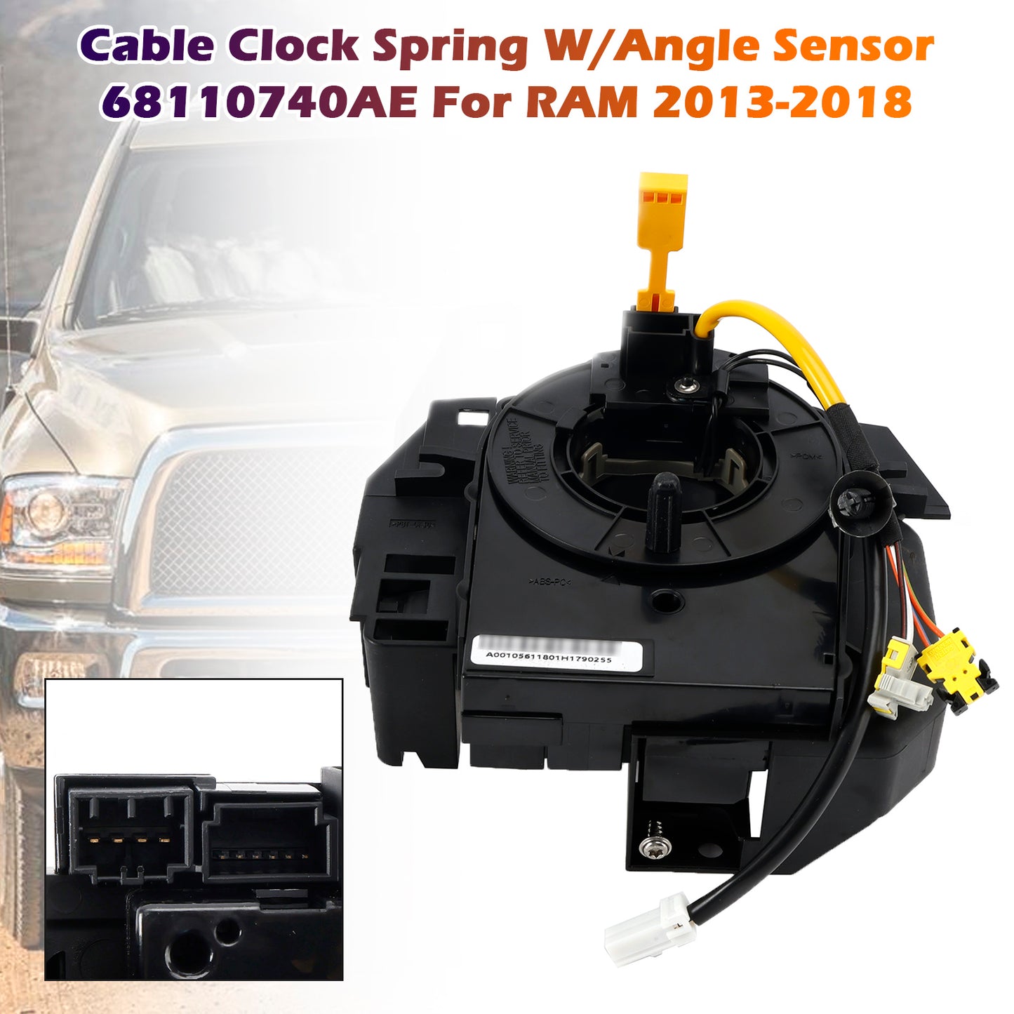 68459549AA 2013-2018 RAM 3500 Clock Spring con sensore angolare 9 PIN 68110740AE