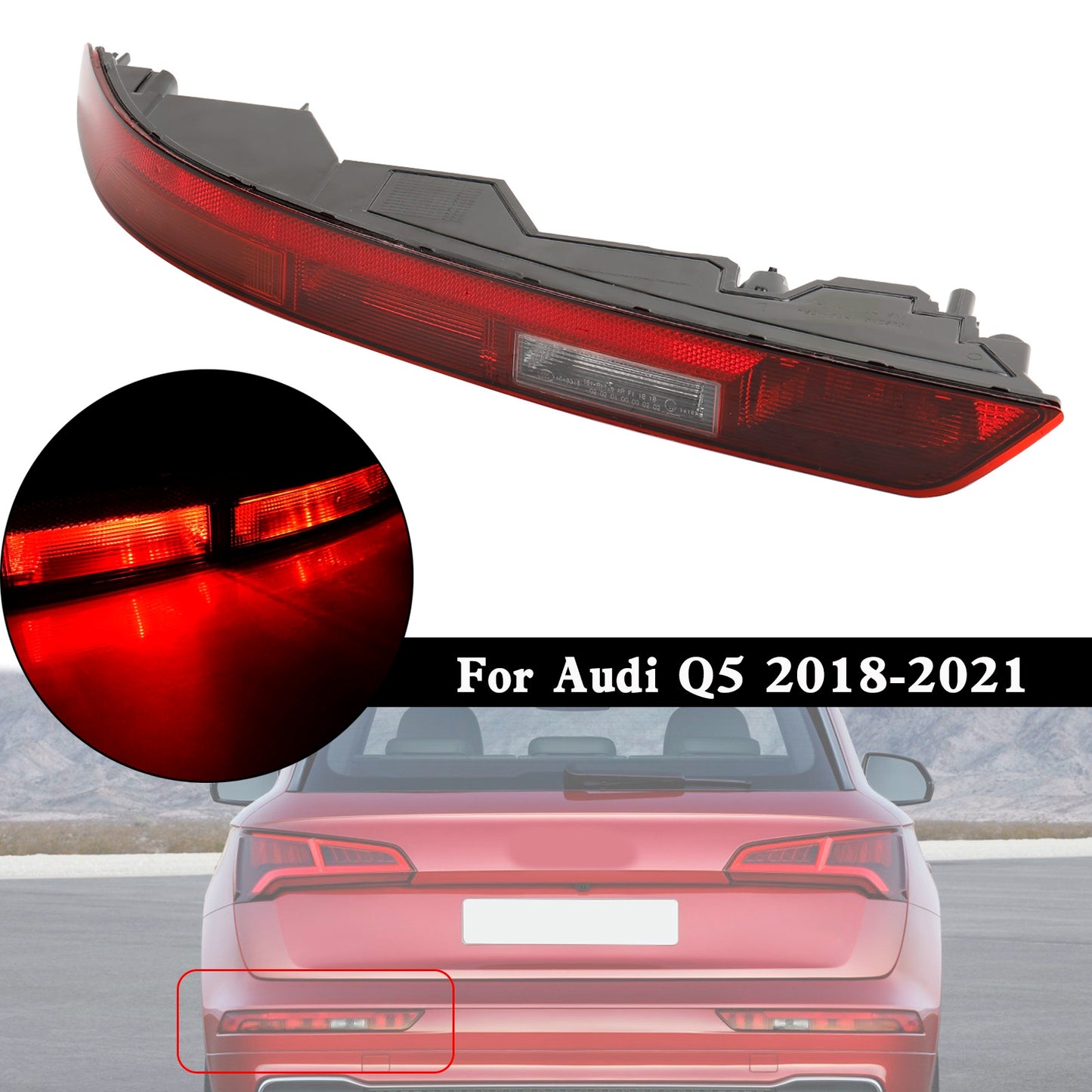 Audi Q5 2018-2021 Luce paraurti freno posteriore lato sinistro inferiore 80A945069