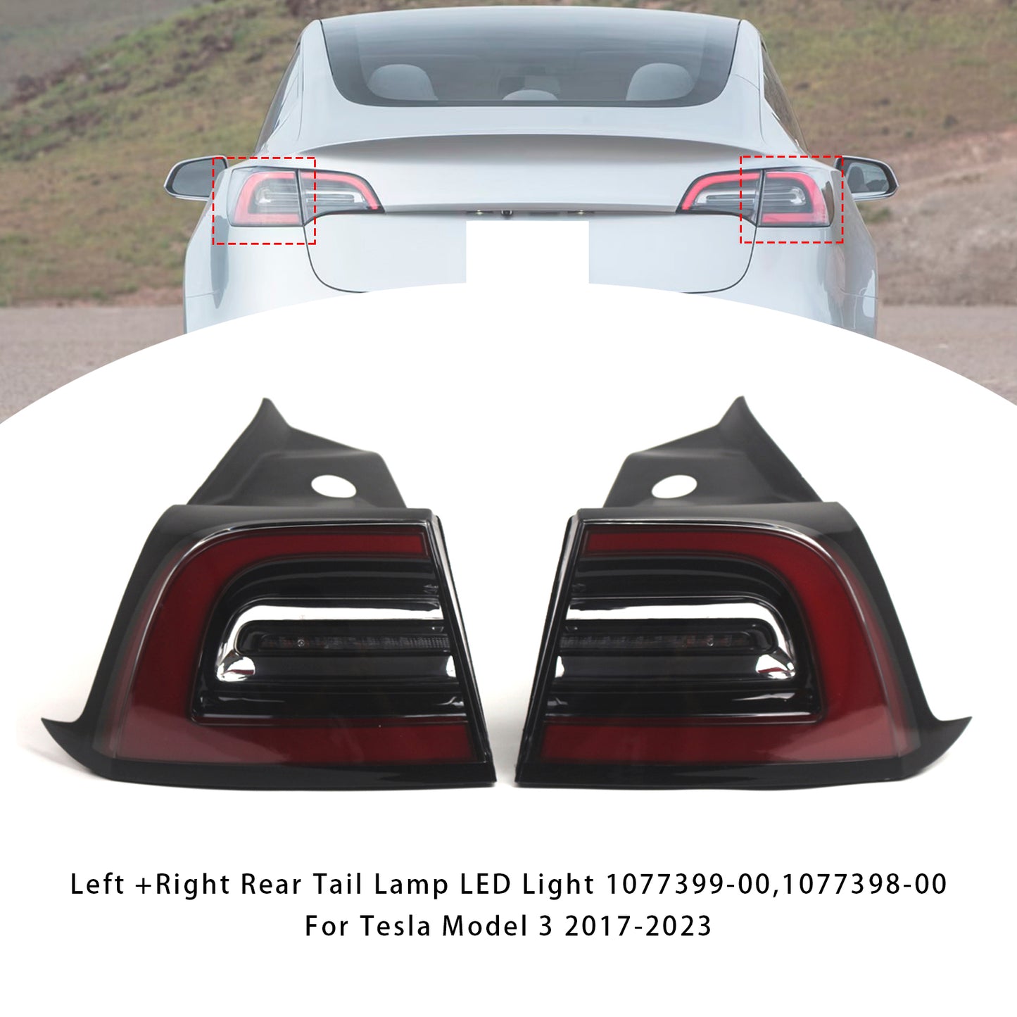Fanale posteriore sinistro e destro a LED 1077399-00, 1077398-00 per Tesla Model 3 2017-2023