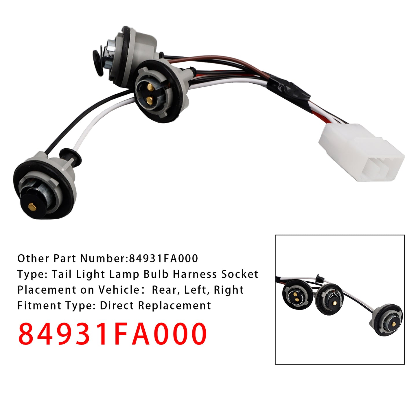 Presa per cablaggio lampadina fanale posteriore Subaru Impreza 1993-2001 84931FA000