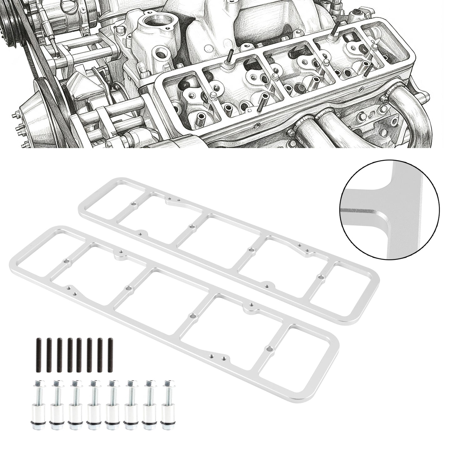 Adattatore coperchio valvola 1955-1986 perimetro a 1987-2002 testa bullone centrale 350 327 551542