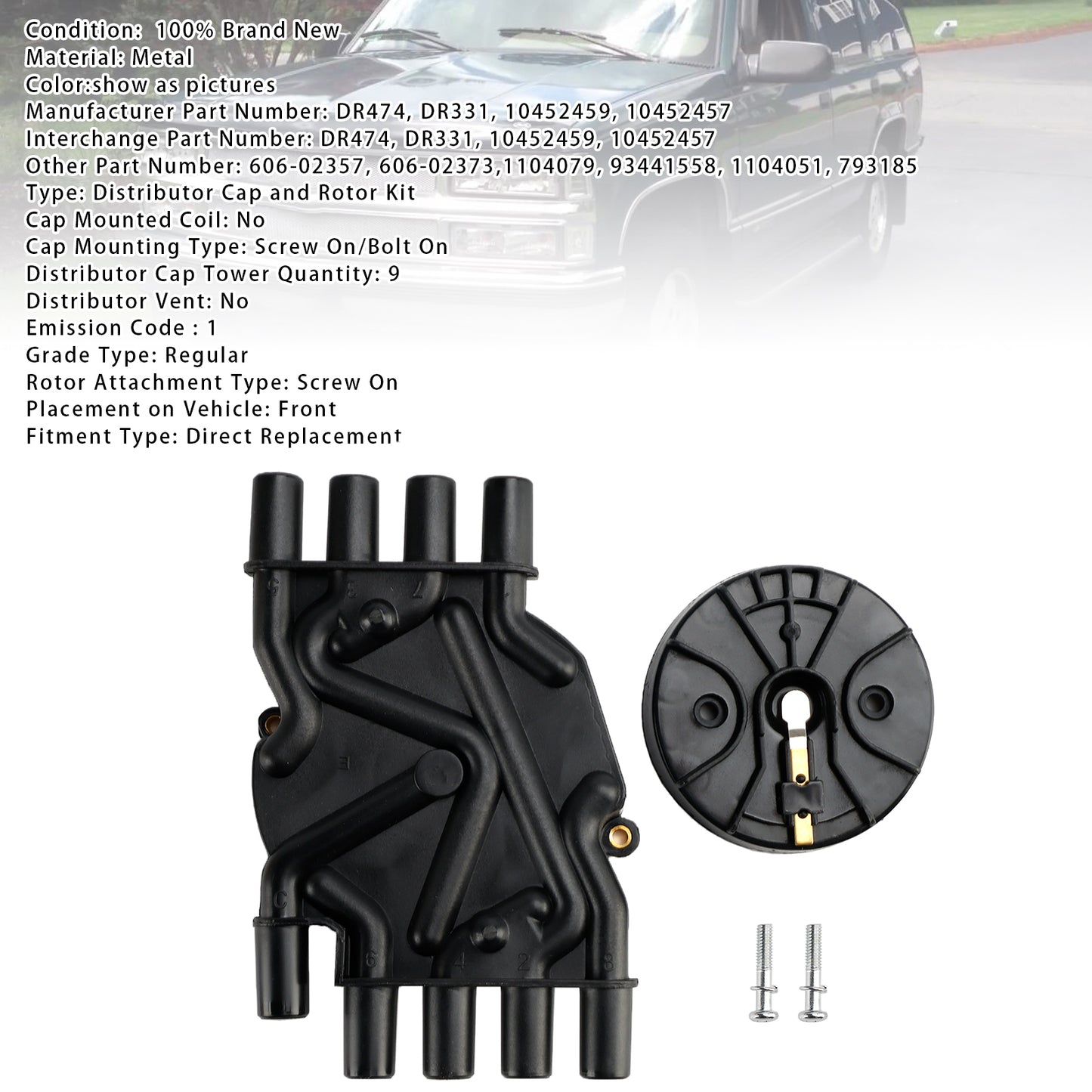 Kit tappo distributore e rotore 10452459 per Chevy K1500 GMC 5.7L Vortec