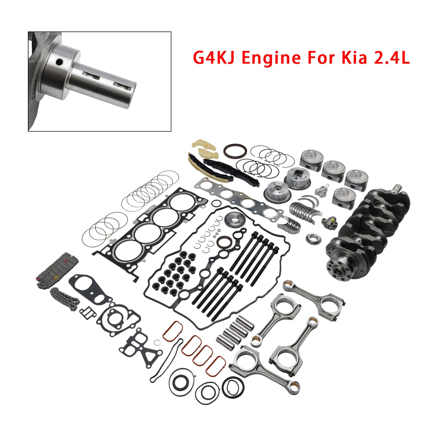Kit di ricostruzione revisione motore Kia 2.4L G4KJ con albero motore, aste e kit di distribuzione