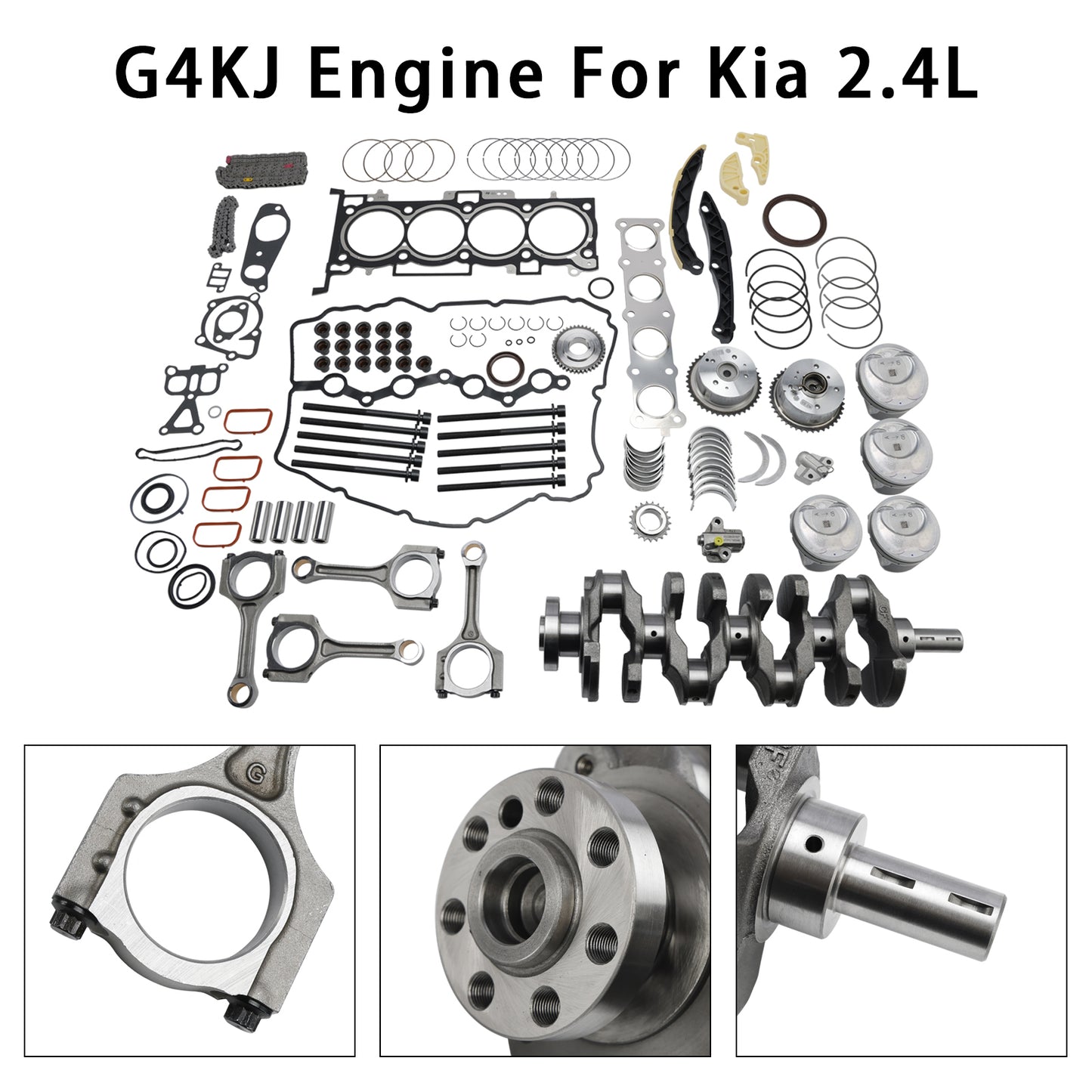 Kit di ricostruzione revisione motore Kia 2.4L G4KJ con albero motore, aste e kit di distribuzione