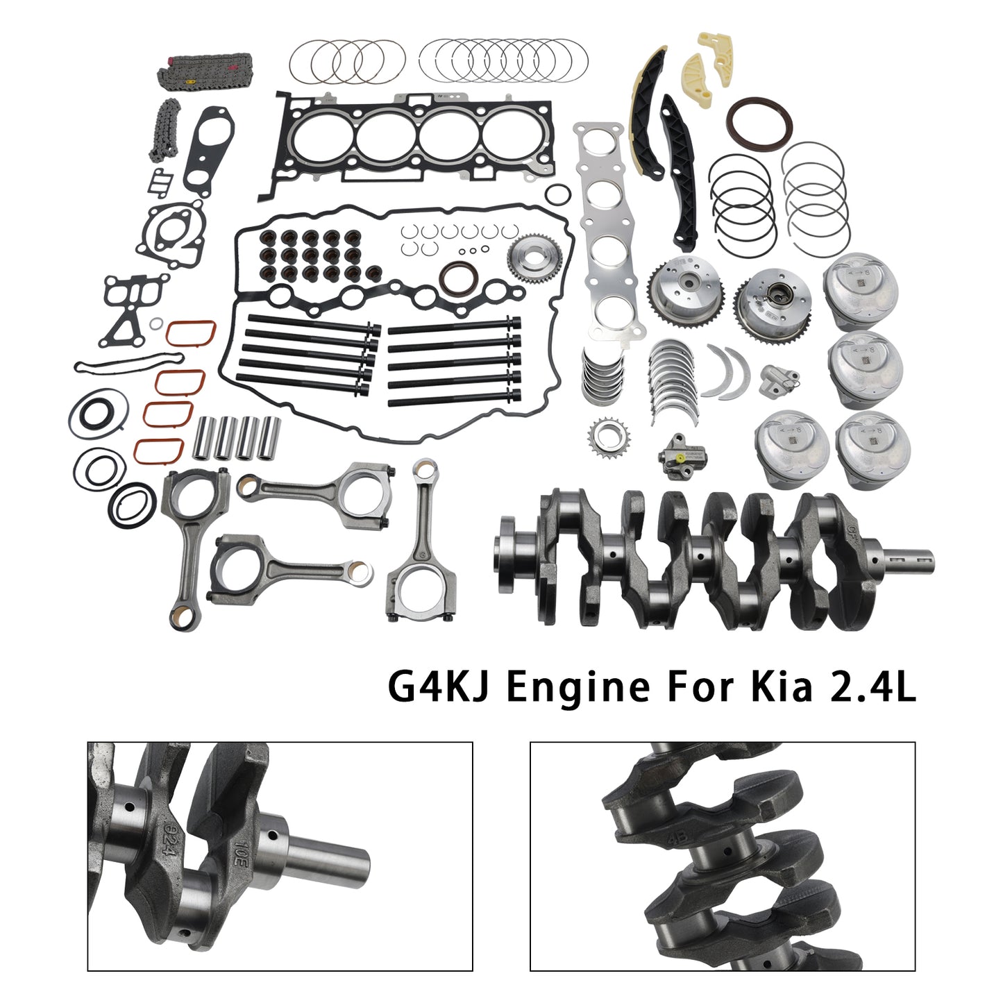 Kit di ricostruzione revisione motore Kia 2.4L G4KJ con albero motore, aste e kit di distribuzione