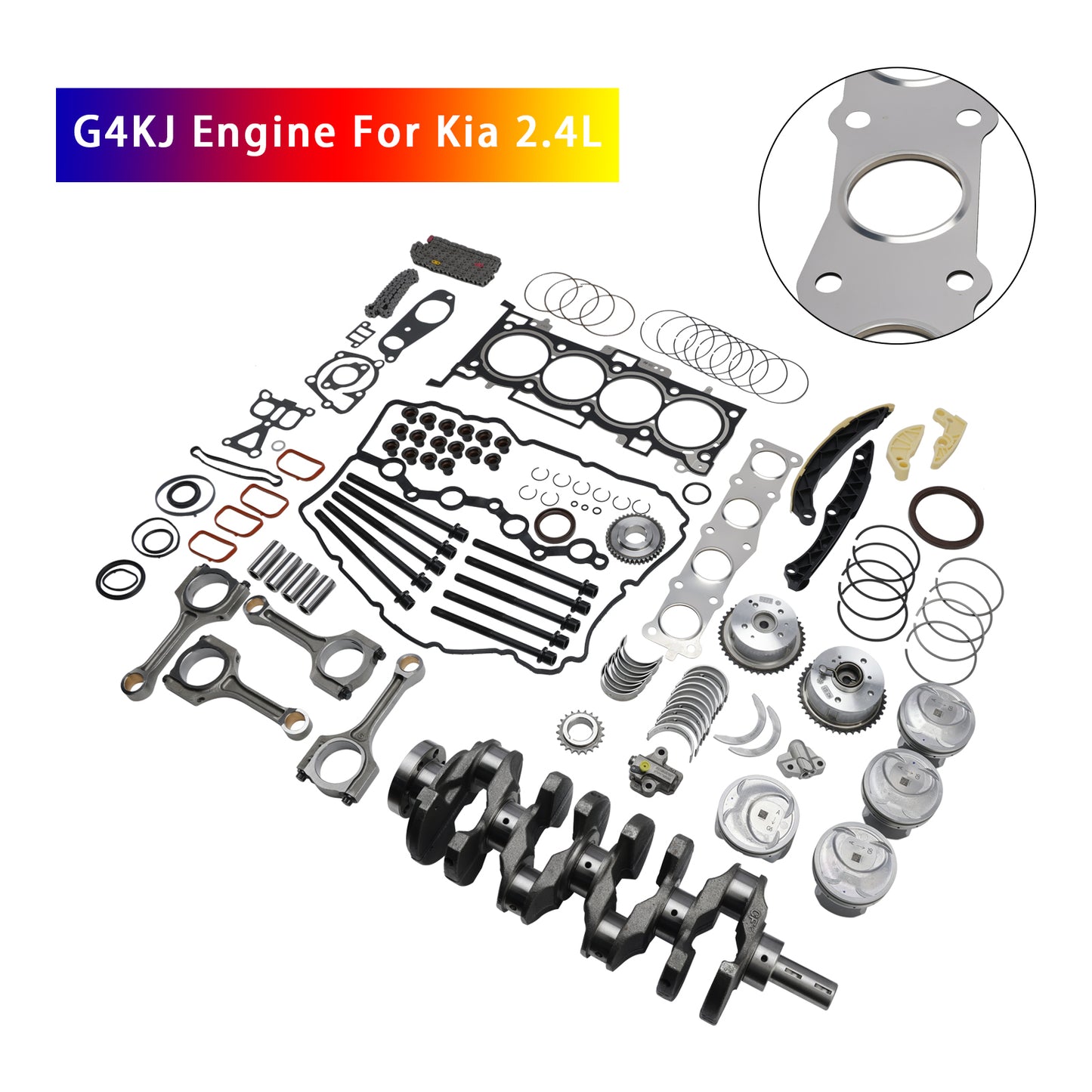 Kit di ricostruzione revisione motore Kia 2.4L G4KJ con albero motore, aste e kit di distribuzione
