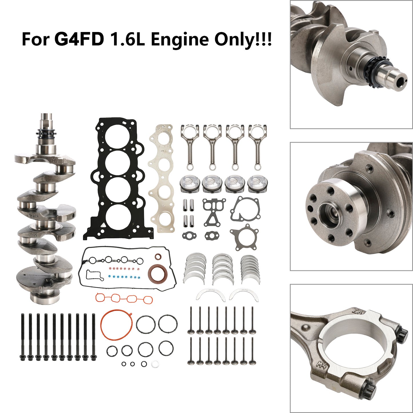 Kit di revisione per ricostruzione motore Hyundai Veloster (FS) G4FD 2011–2018 con albero motore e biella