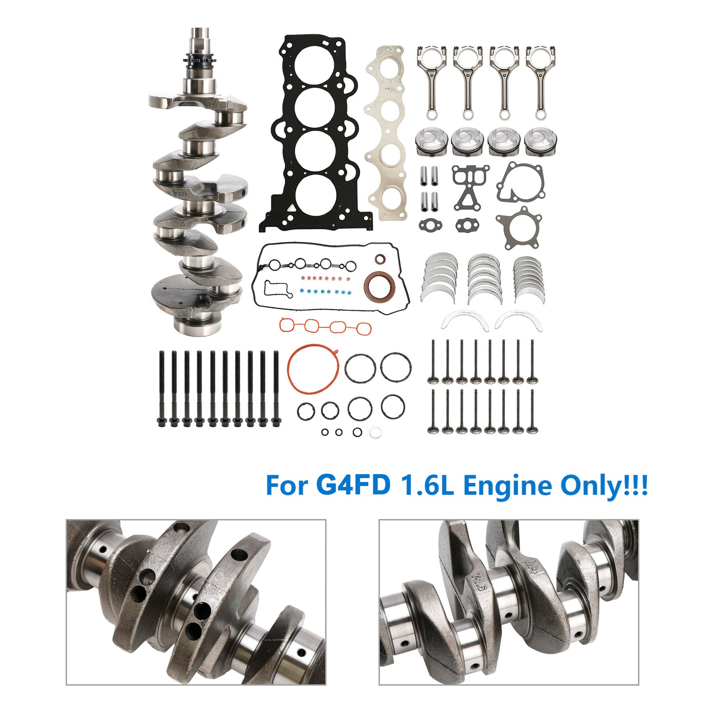 Kit di revisione per ricostruzione motore G4FD con albero motore e biella per Hyundai 1.6L